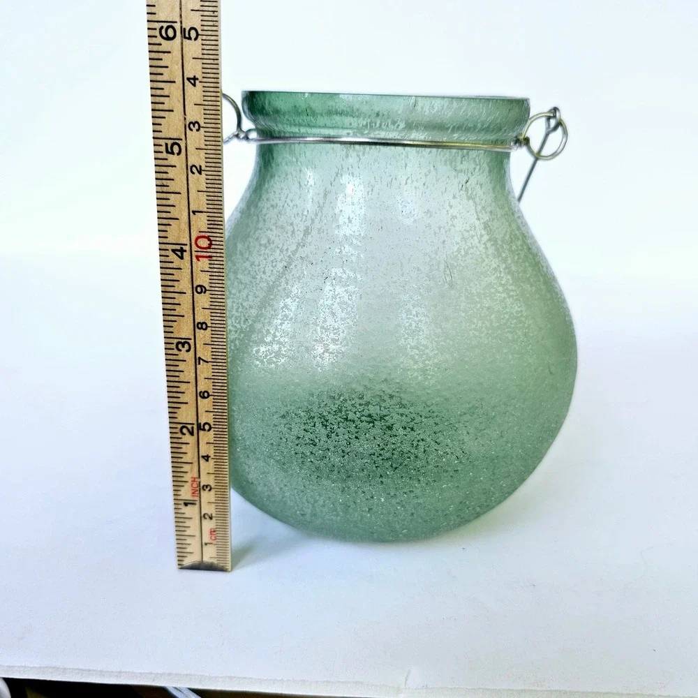 Pottery Barn‎ Frosted Seaglass Votive Candle Holder Mouth Blown Glass - M860.2